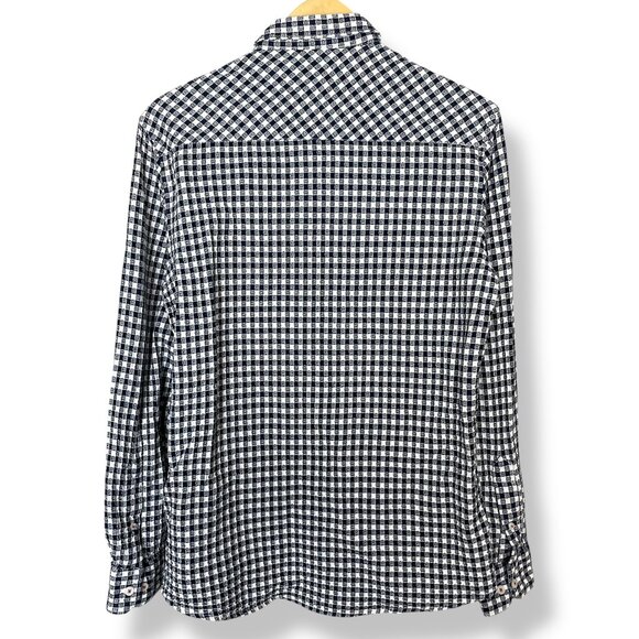 Lawman Pg 3 Shirt Gingham Size XL Navy Blue White Textured Button-Up Office Work - Picture 3 of 11